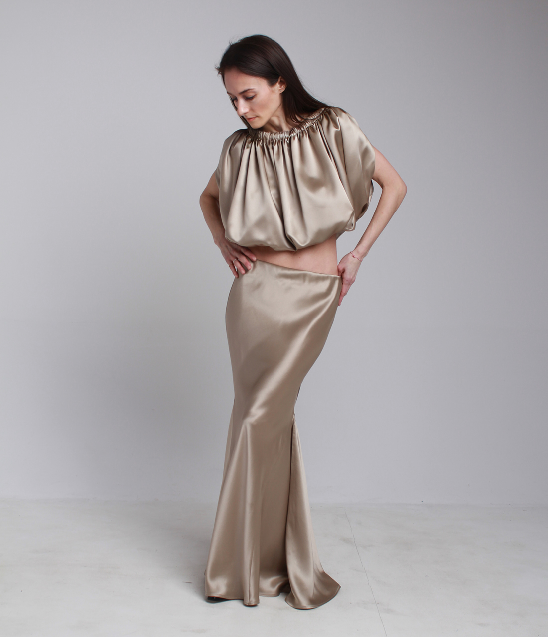 The Sheer Silk Maxi Skirt in Ice - Luxury Basics ByJGK